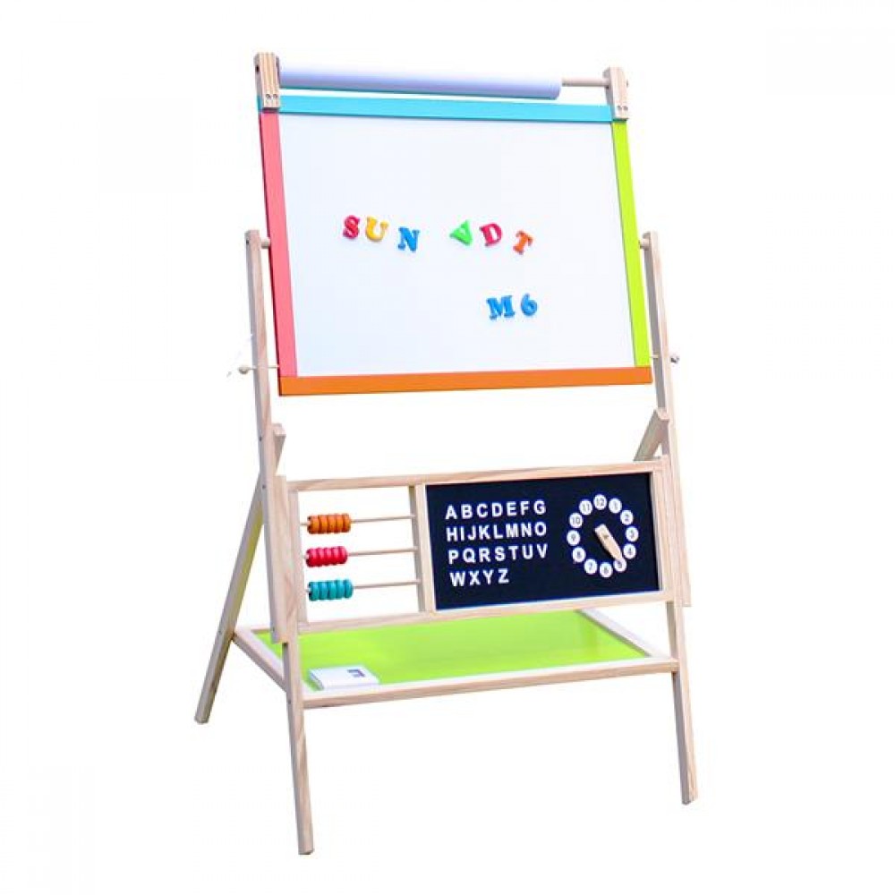 [US-W]All-in-One Multifunction Wooden Kid's Art Education Easel with Accessories