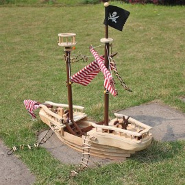 [US-W]Large Wooden Pirate Ship Toy For Kids Multicolor