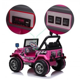 [US-W]LEADZM LZ-11 Small Jeep Double Drive 550*2 Battery 12V7AH*1 with 2.4G Remote Control Charger with Light Pink