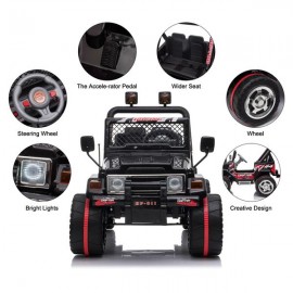 LEADZM LZ-11 Small Jeep Double Drive 550*2 Battery 12V7AH*1 with 2.4G Remote Control Charger with Light Black